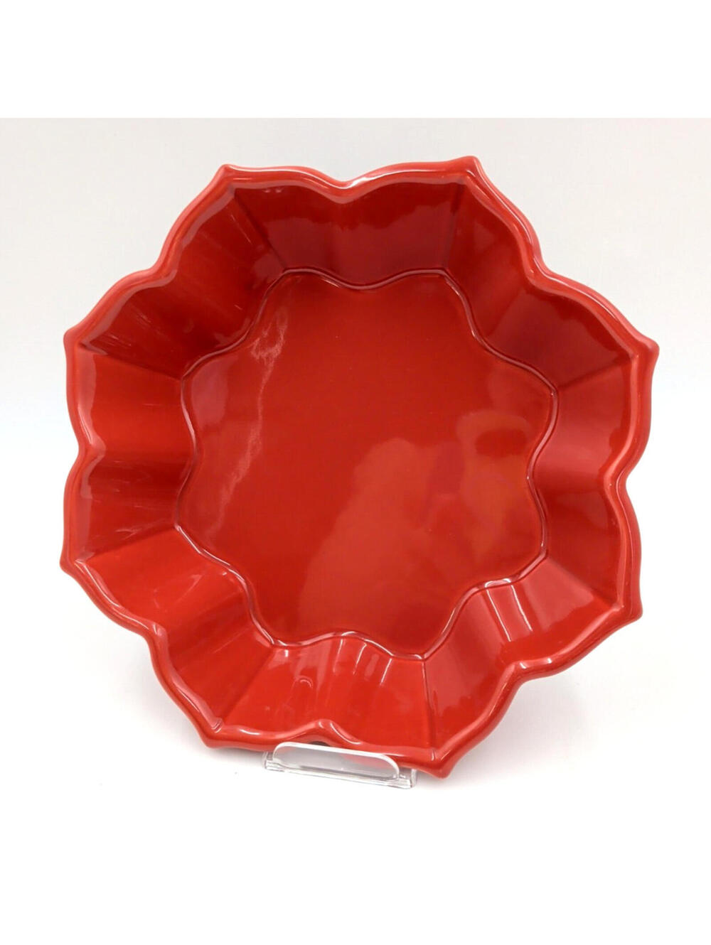 Chantal Talavera Scalloped Star Shaped Red Glazed Ceramic 93TV224 Bake Dish CHIP